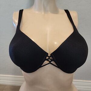 Frederick's Of Hollywood Bra 32DD Black Underwire Lightly Lined 1477